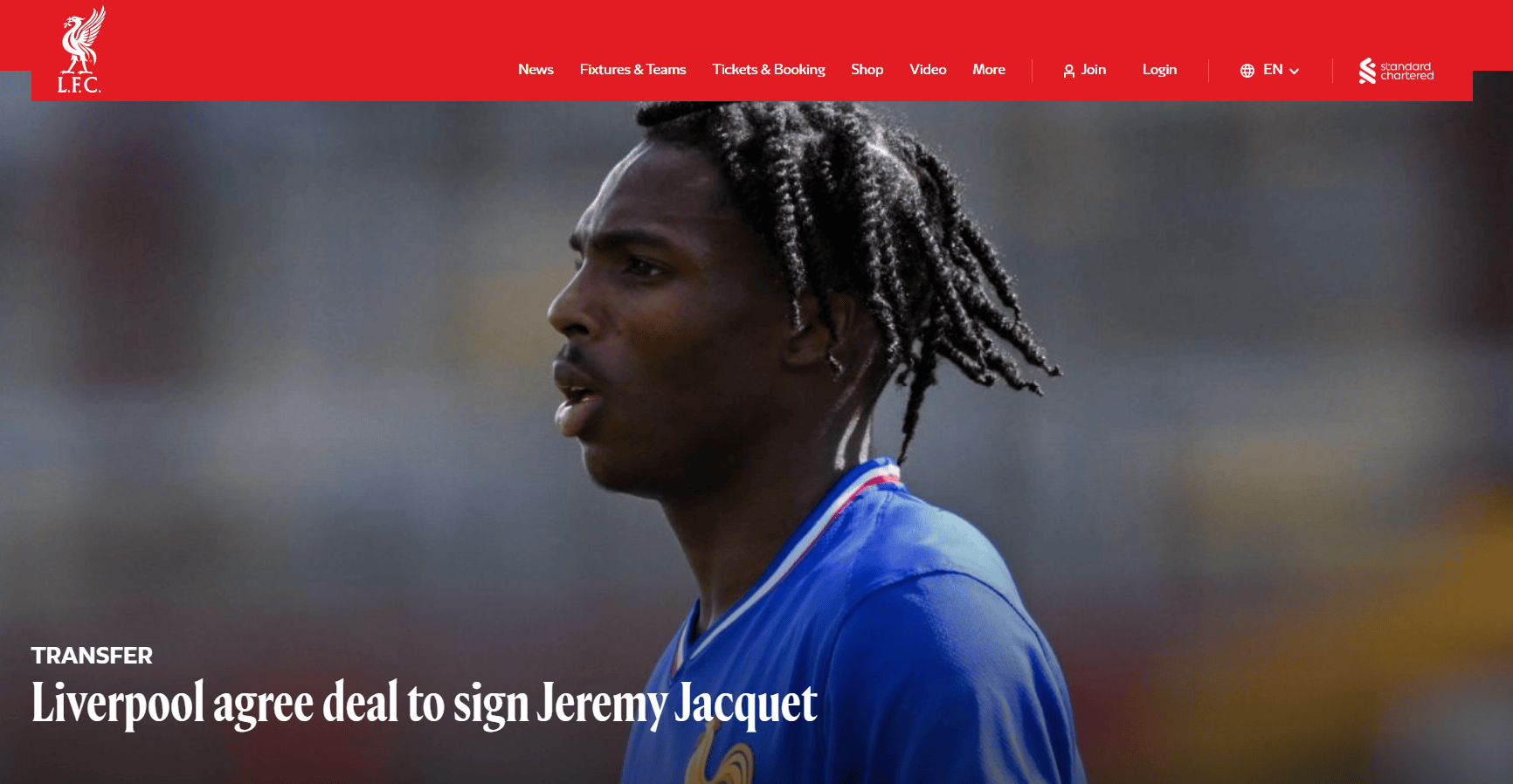 官方：利物浦宣布签下雷恩20岁中卫 转会费达7200万欧